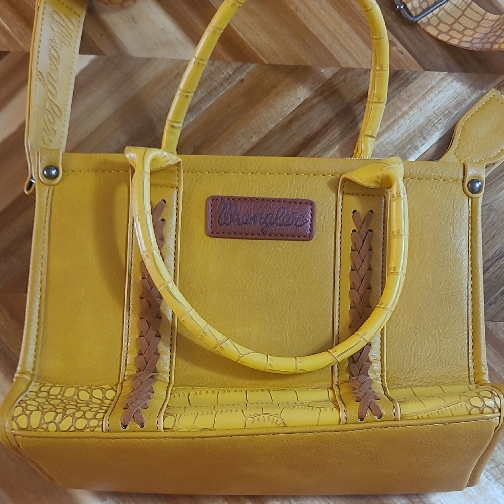 Wrangler Yellow Satchel with Brown Braided Accents